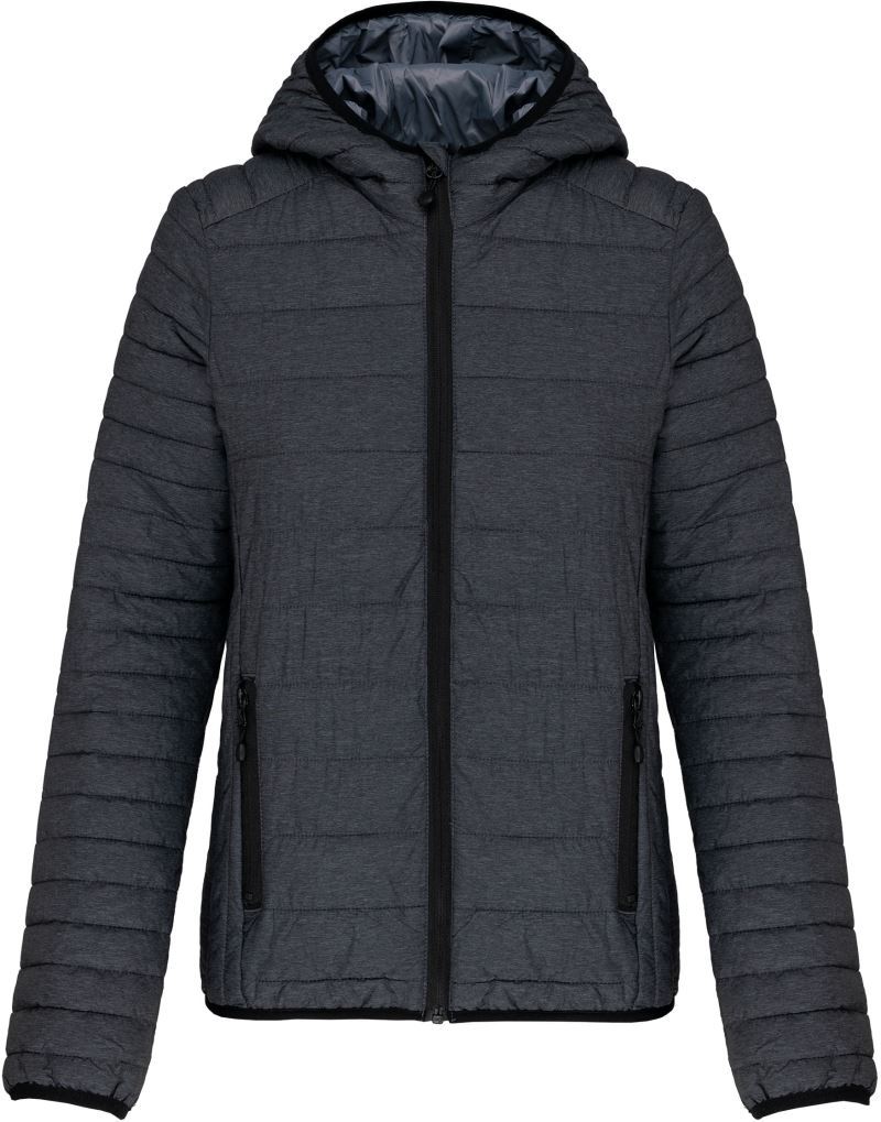 Levně Lehká dámská prošívaná bunda s kapucí - marl dark grey