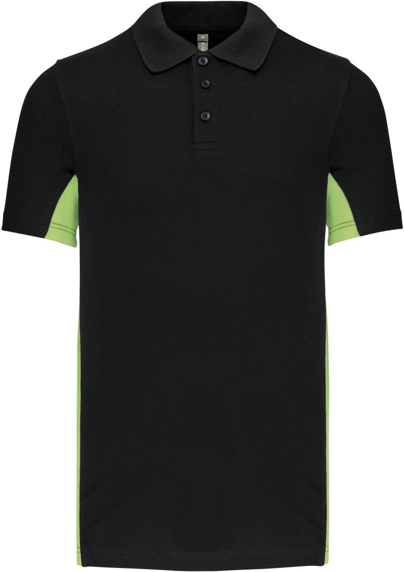 Levně 2-barevné piqué polo "Flag" - black/lime