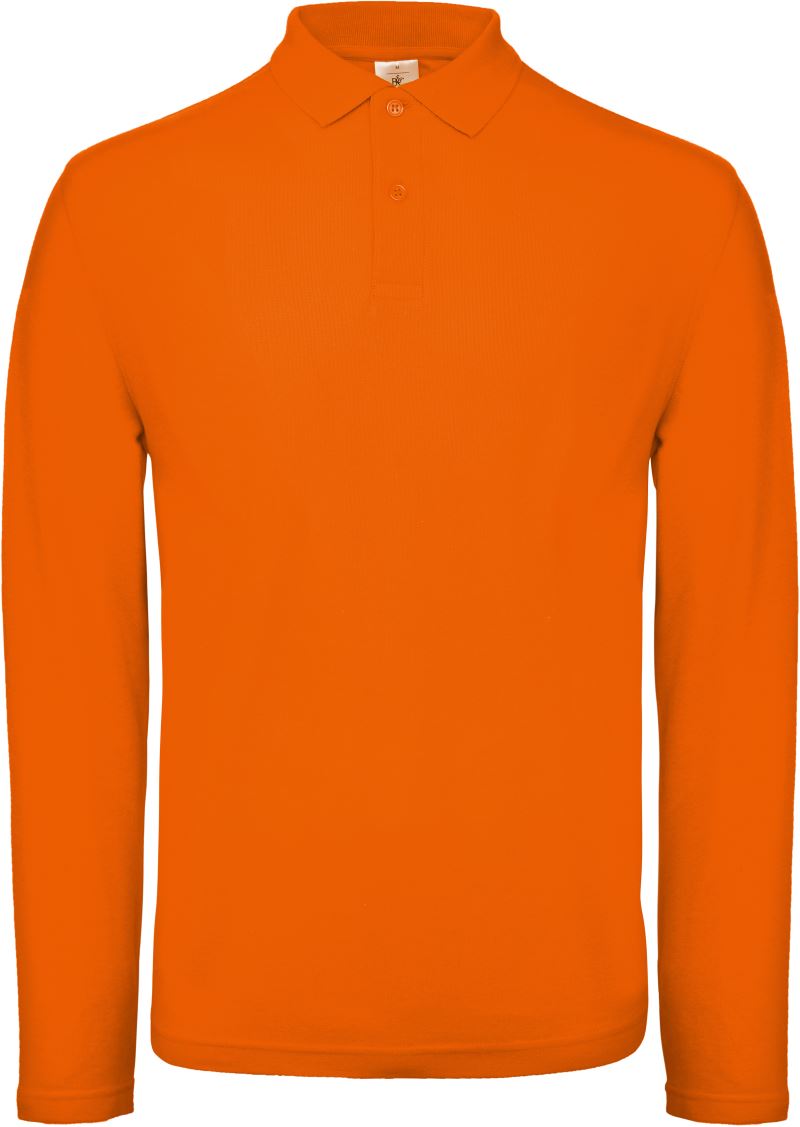 Pánské piqué polo s dlouhým rukávem - orange