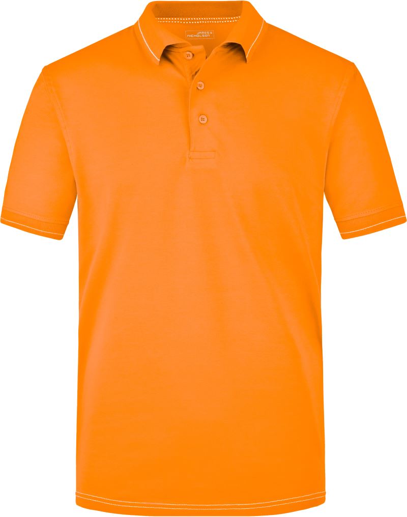 Levně Pánské žerzejové elastické polo - orange/white