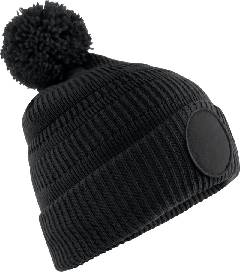 Levně Pletená čepice Patch "Fan" - black