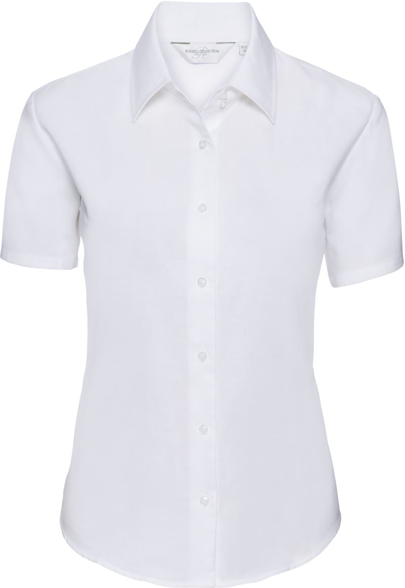Levně Halenka Oxford s krátkým rukávem - white