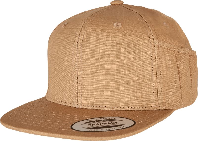 Levně 6 panelová snapback kšiltovka s držákem na pero - ocher