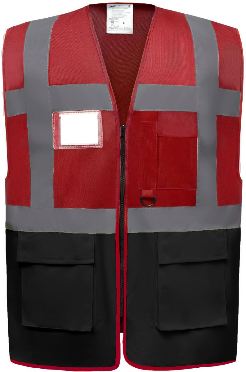 Levně Hi-Vis multifunkční vesta - red/black