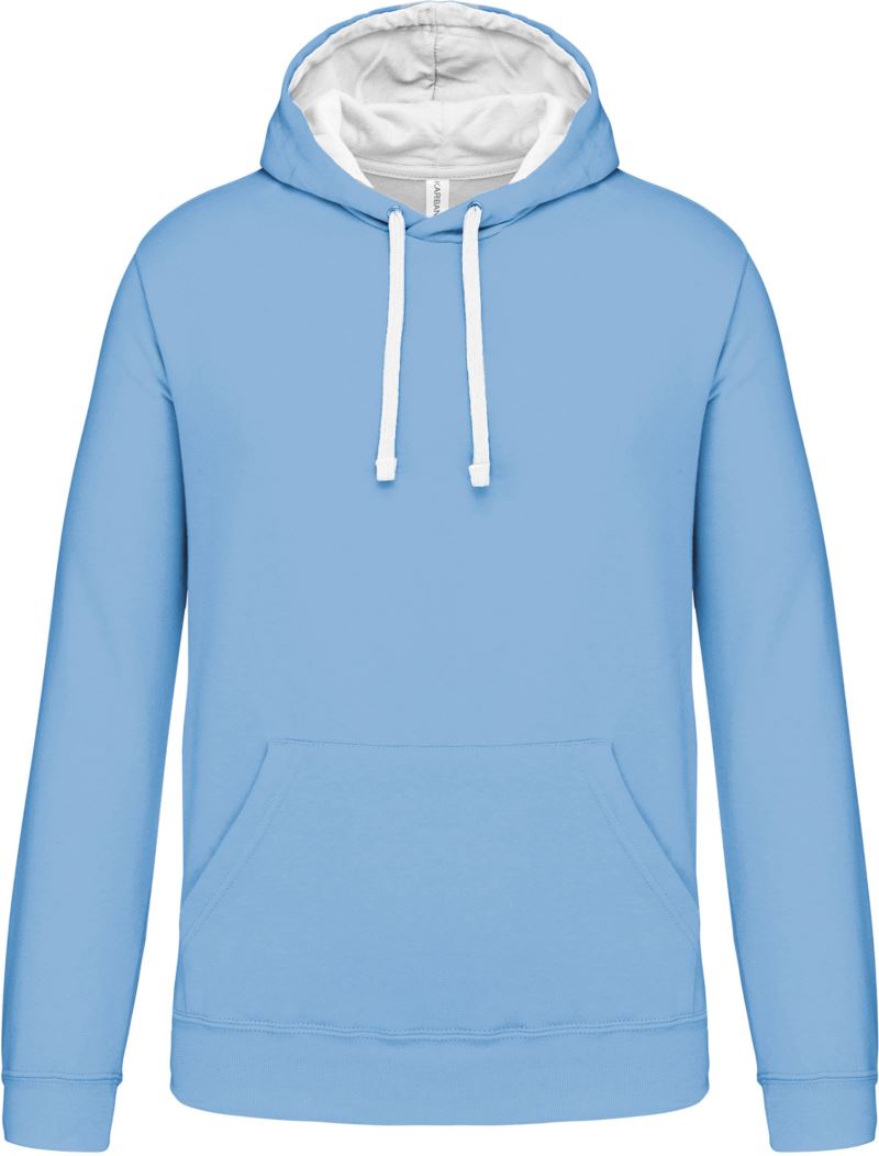 Levně Kontrastní mikina s kapucí - sky blue/white