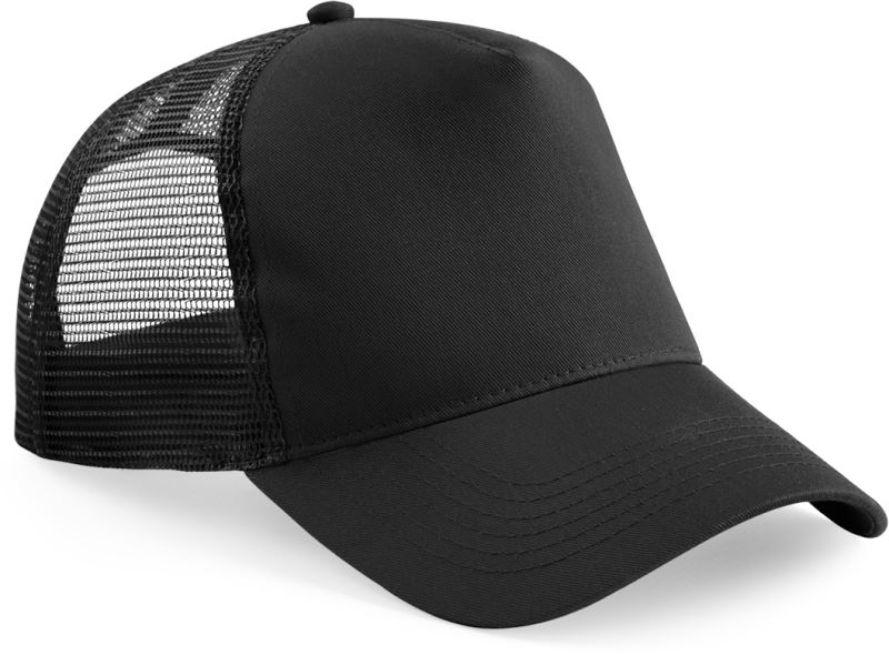 Levně Dětská 5 panelová kšiltovka Trucker - black/black