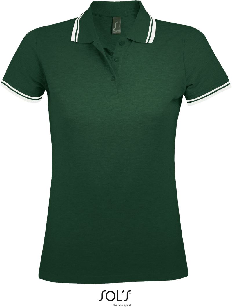 Levně Dámské piqué polo - forest green/white
