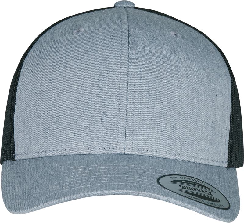 Levně 6 panelová vintage kšiltovka "Trucker" - heather grey/black