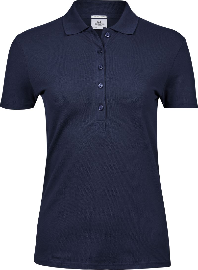 Levně Dámské luxusní strečové piqué polo z těžké bavlny - navy
