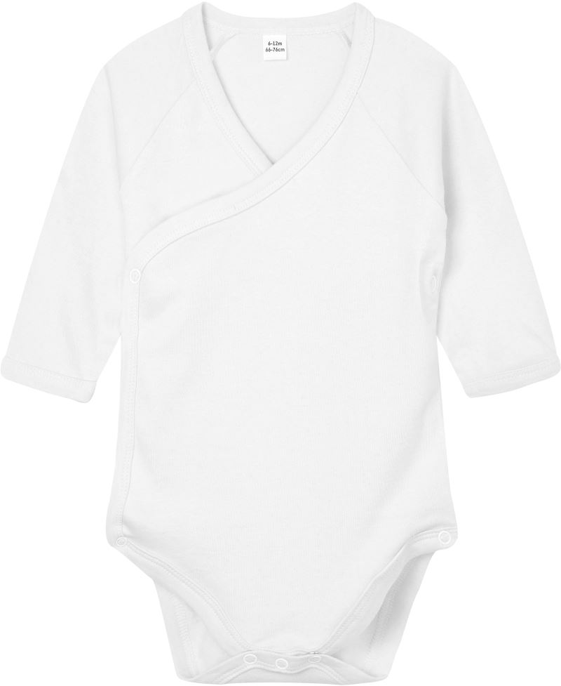 Levně Dětské zavinovací body s dlouhým rukávem - white