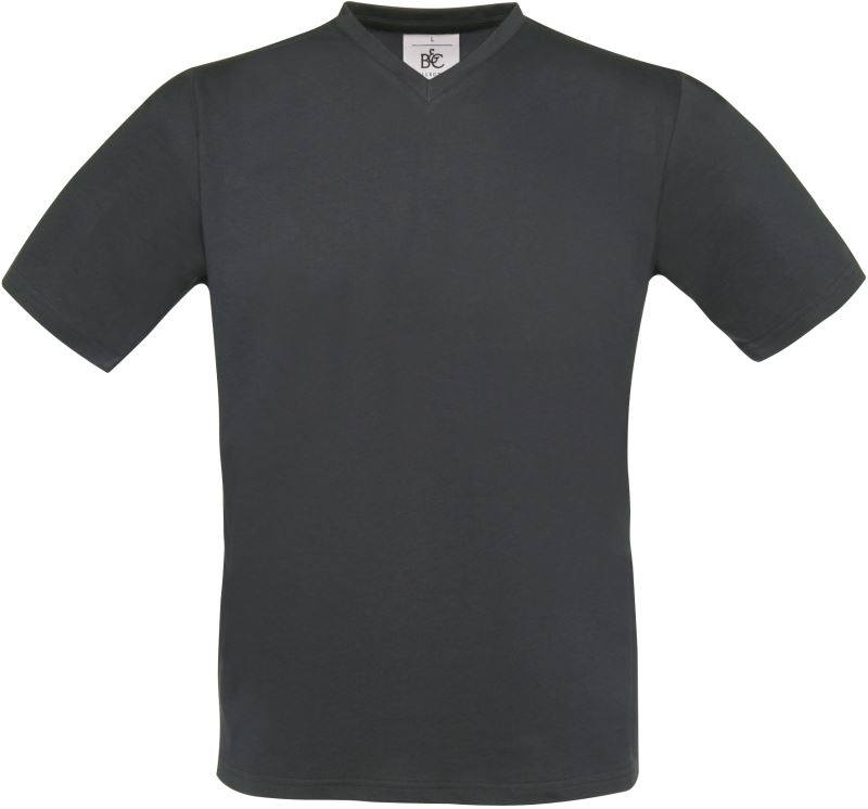 Levně Tričko s výstřihem do V - dark grey