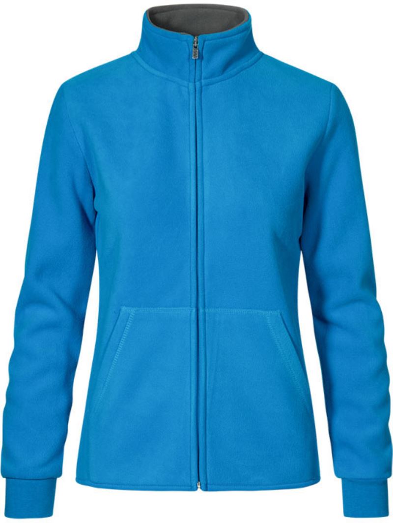 Levně Dámská dvojitá fleecová bunda - turquoise/light grey