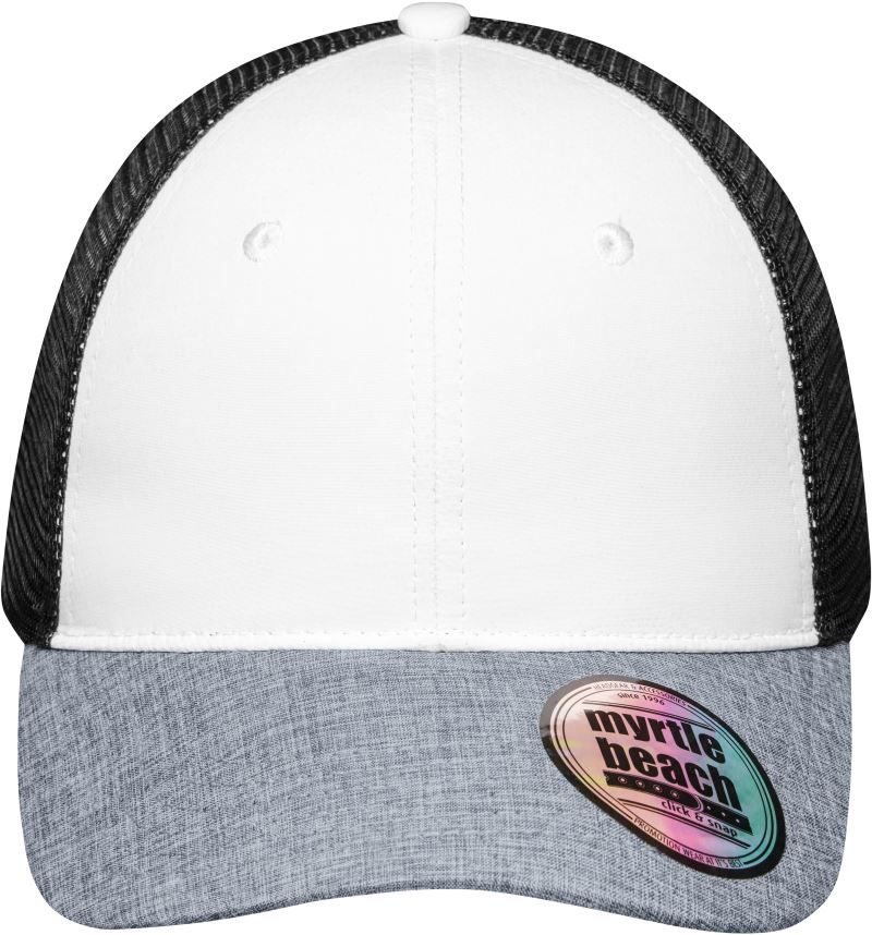 Levně 6 panelová síťovaná kšiltovka - white/grey melange/black