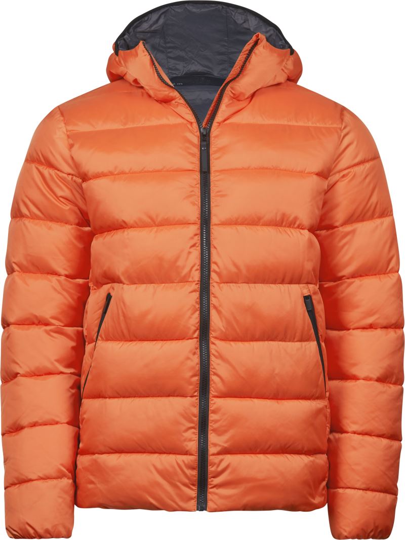 Levně Lehká pánská prošívaná bunda s kapucí - dusty orange