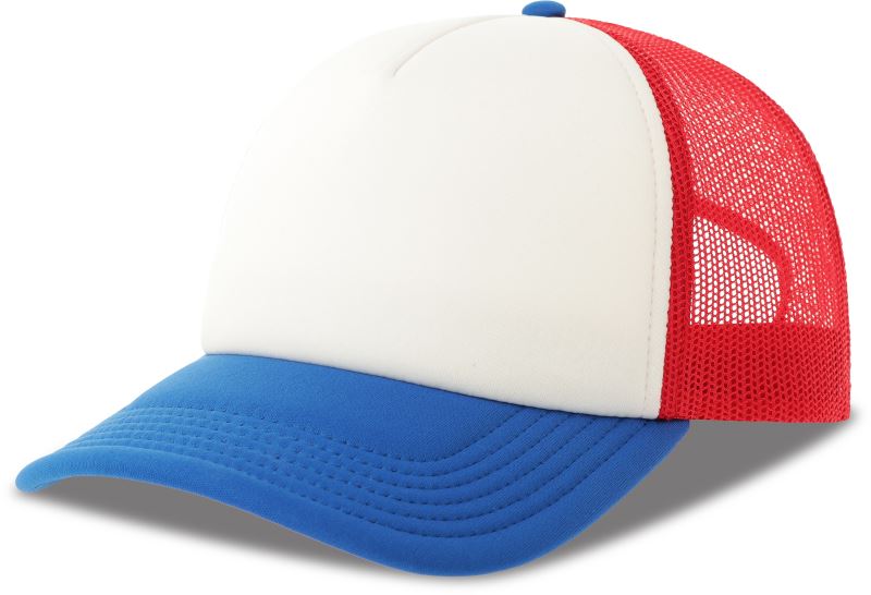 Levně 5 panelová Trucker kšiltovka - white/red/royal