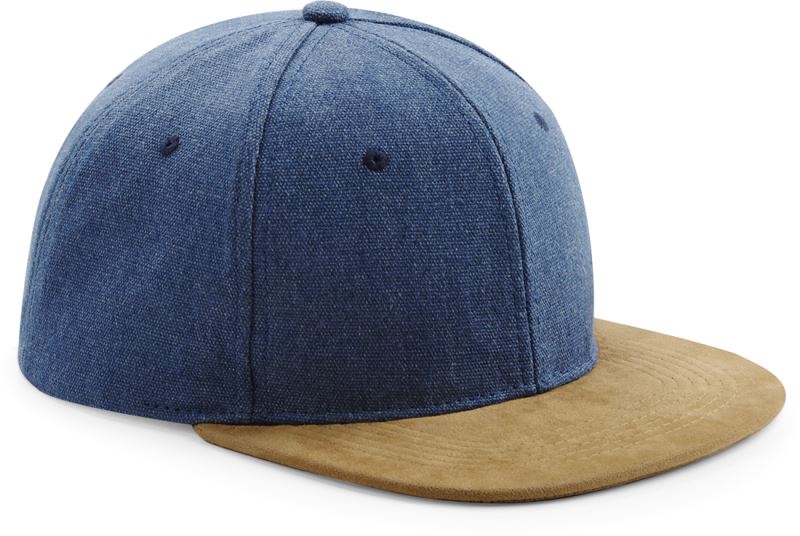 Levně 6 panelová kšiltovka "Suede Peak Snapback" - denim blue