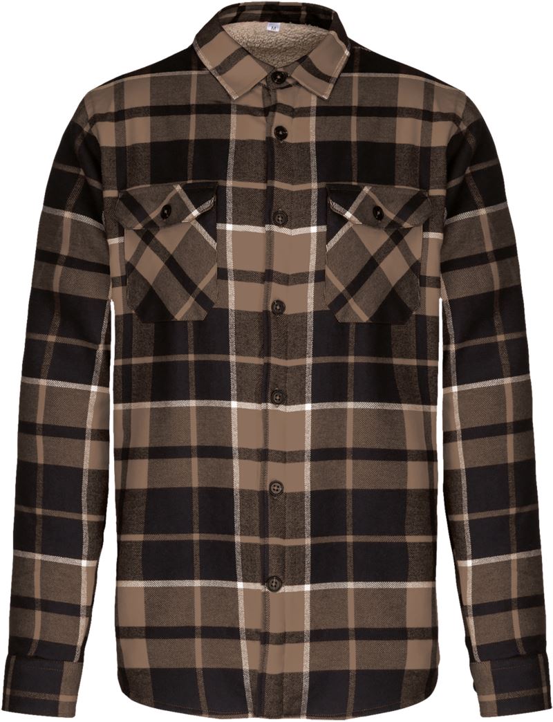 Levně Flanelová košile s sherpa fleecovou podšívkou - camel/black