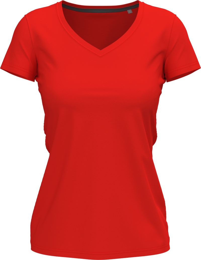 Levně Dámské tričko s výstřihem do V - scarlet red