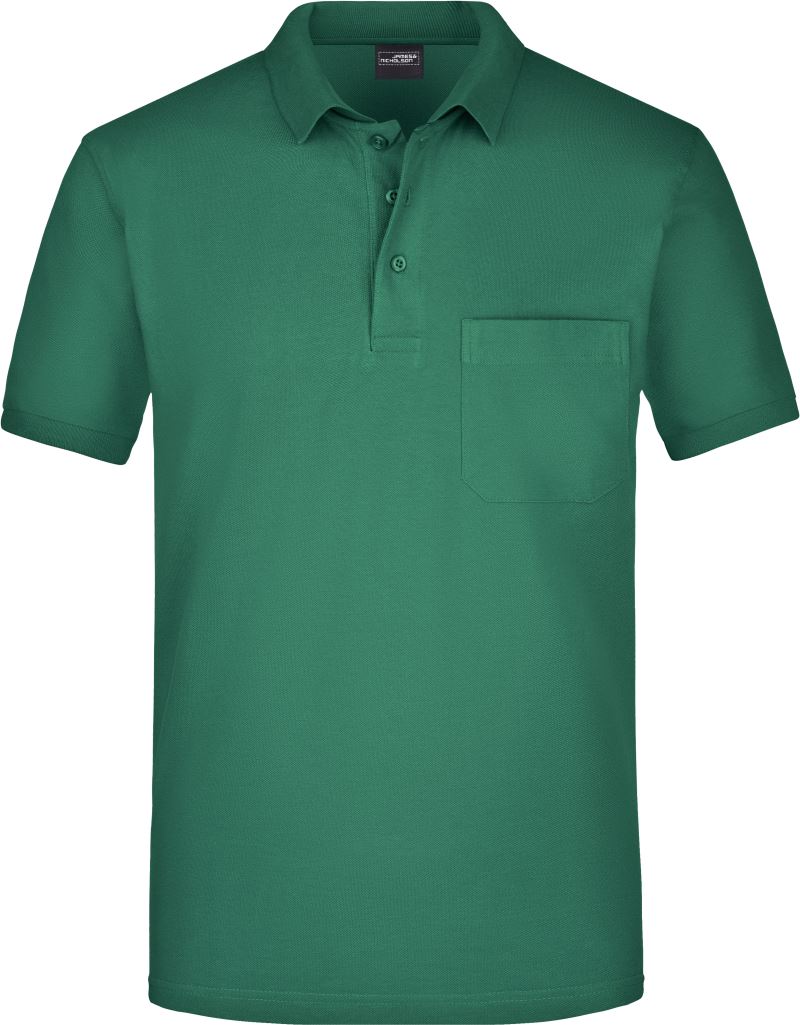 Levně Piqué polo s náprsní kapsou - dark green