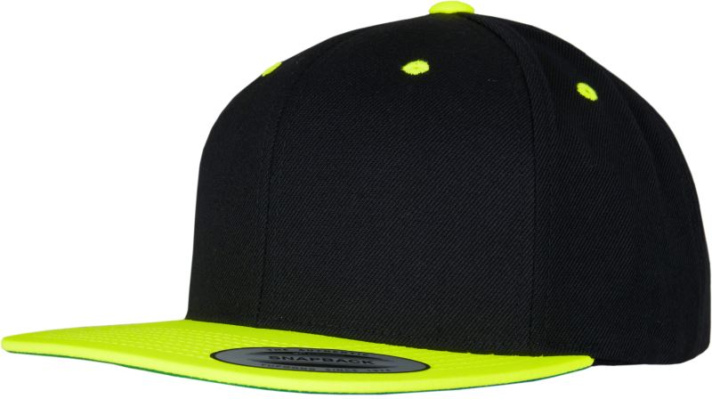 Levně 6 panelová Snapback kšiltovka - black/neon yellow