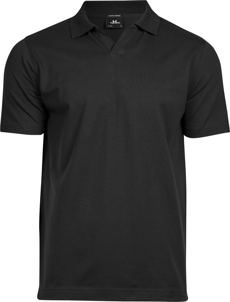 Levně Pánské luxusní elastické piqué polo z těžké bavlny - black
