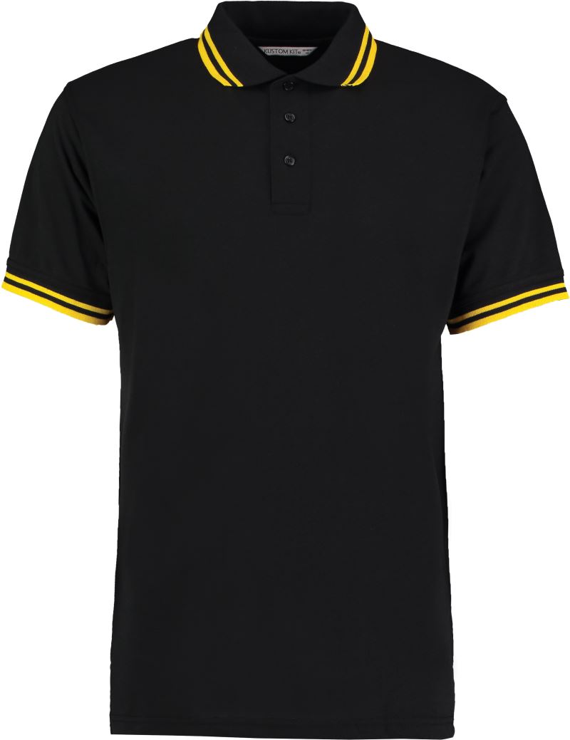 Levně Pánské kontrastní piqué polo - black/yellow