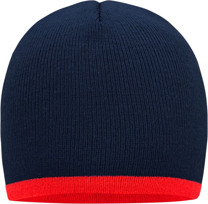 Levně Pletená čepice s kontrastním lemem - navy/red
