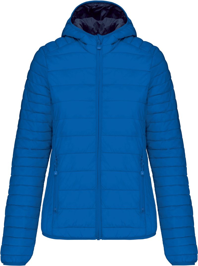 Levně Lehká dámská prošívaná bunda s kapucí - light royal blue