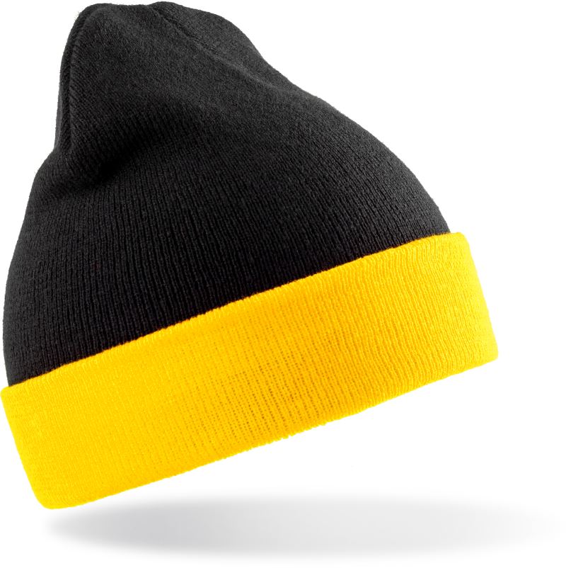 Levně Pletená čepice "Black Compass" - black/yellow
