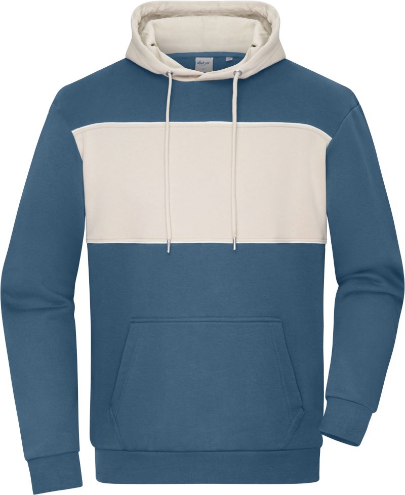 Levně Mikina s kapucí "Colour-Block" z bio bavlny - dusty blue/sandstone