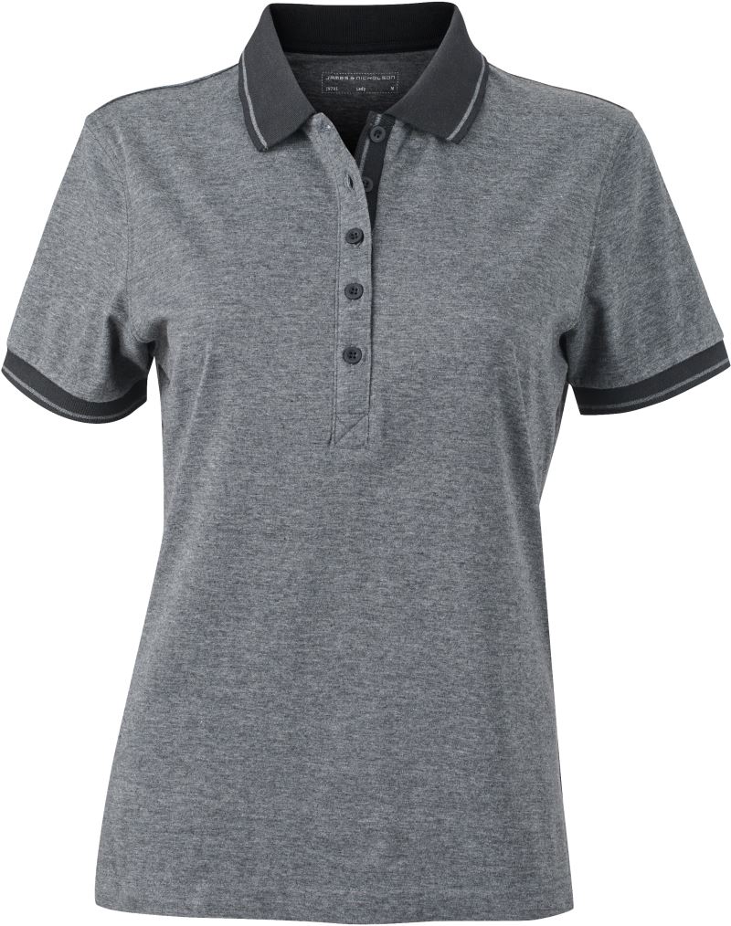 Levně Dámské žerzejové melírované polo - black melange/black
