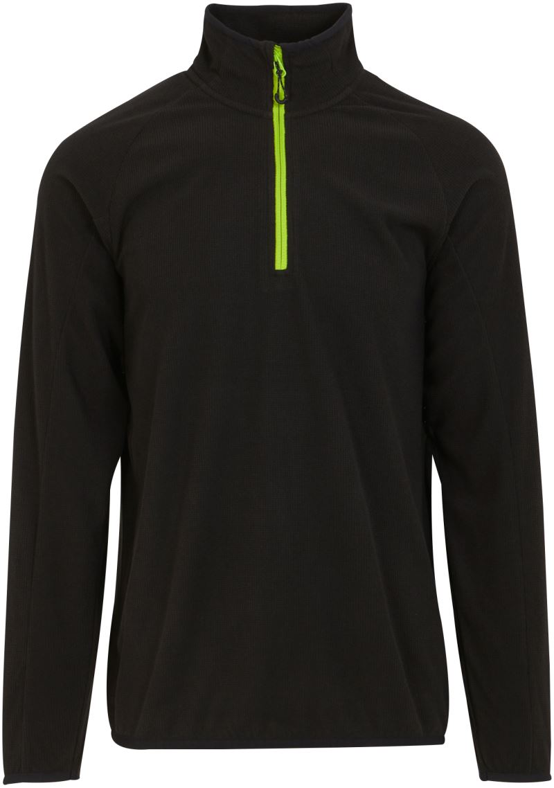 Levně Fleecová mikina structure s 1/4 zipem "Navigate" - black/lime green