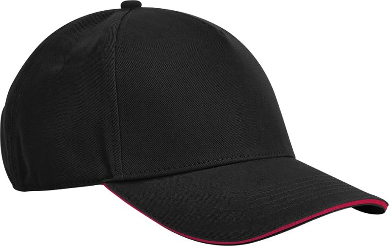 Levně 5 panelová kšiltovka sandwich EarthAware® - black/classic red