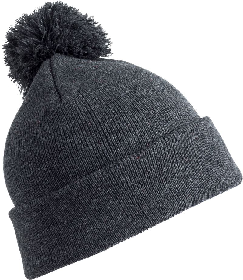 Levně Pletená čepice s bambulí - grey