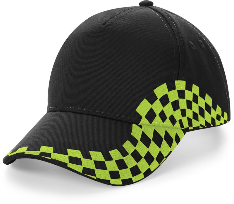 Levně 5 panelová kšiltovka "Grand Prix" - black/lime green