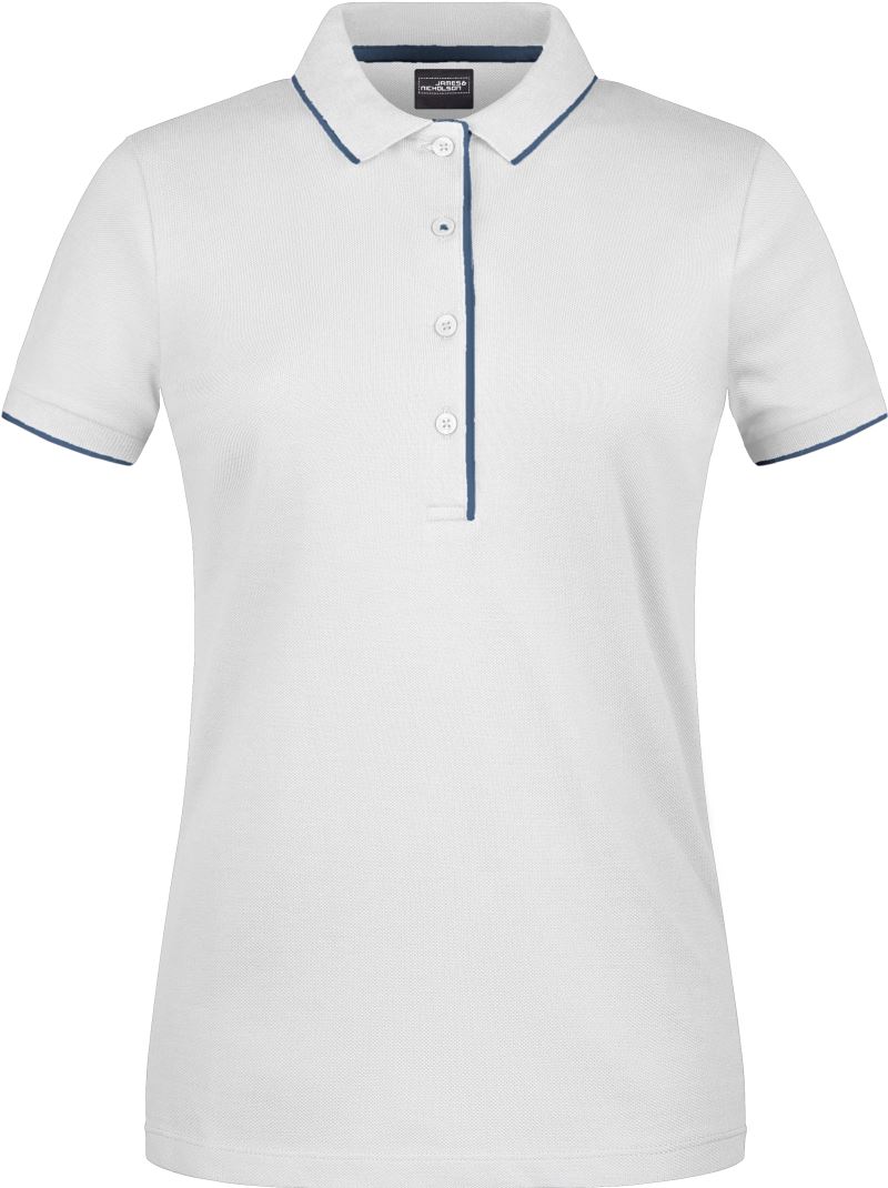 Levně Dámské piqué polo s kontrastní légou - white/navy