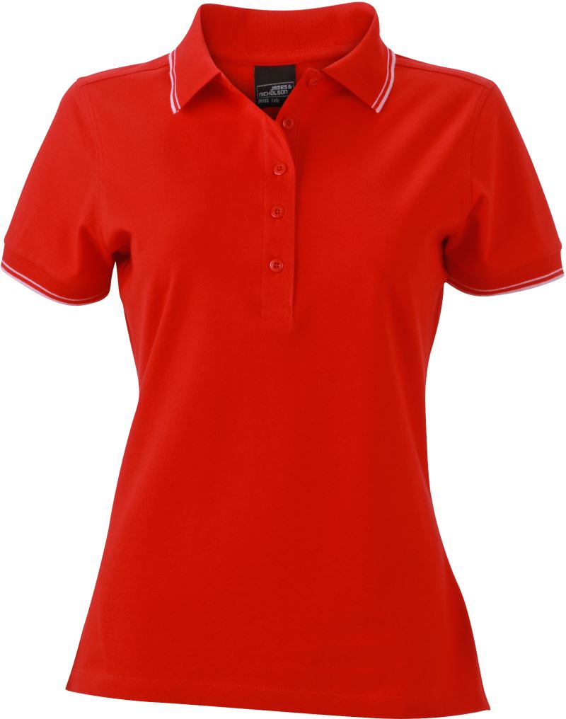 Levně Dámské piqué polo - tomato/white