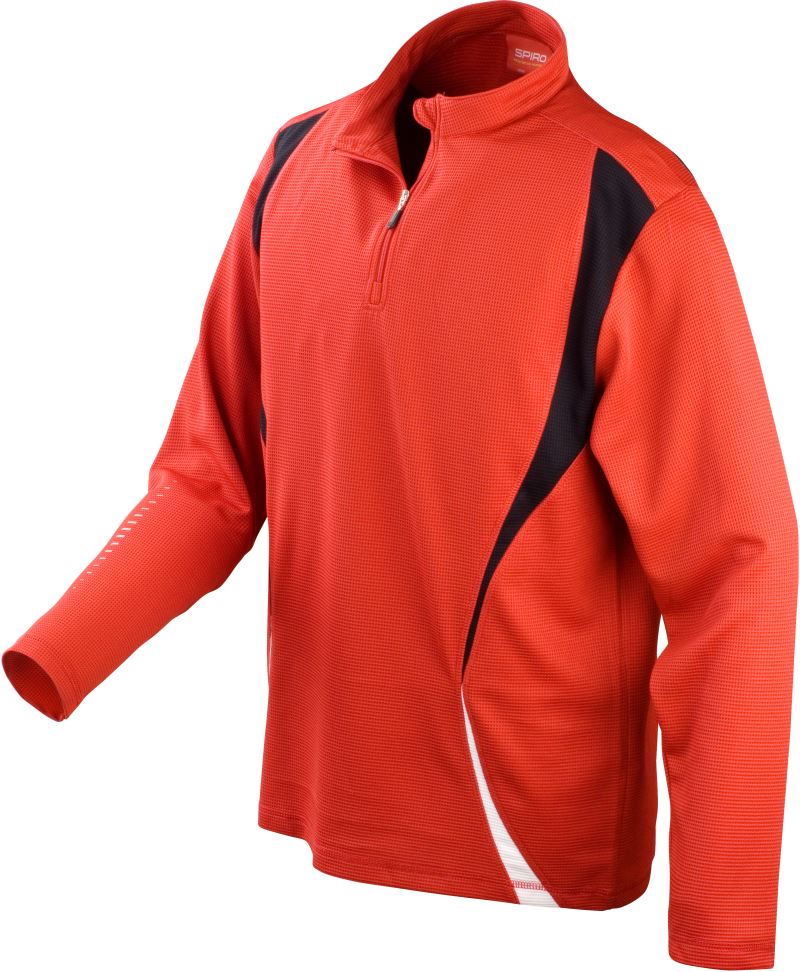 Levně Tréninkový top s "1/4" zip s dlouhým rukávem - red/black/white
