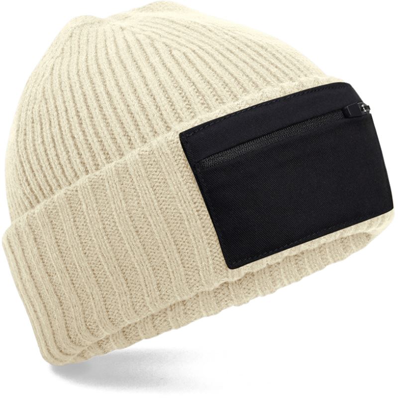 Levně Čepice se zipem Patch - desert sand/black
