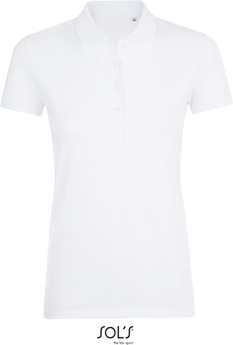Levně Dámské elastické piqué polo - white
