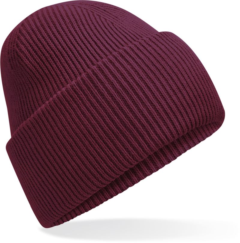 Levně Pletená čepice s manžetou "Recycled" - burgundy