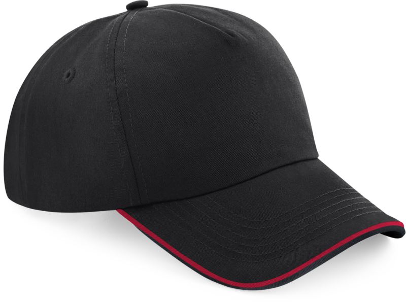 Levně 5 panelová kšiltovka "Authentic Piped Peak" - black/classic red