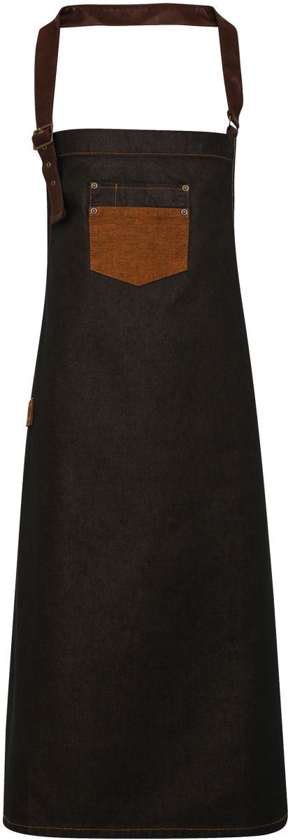 Levně Denim zástěra s laclem "Division" - black/tan