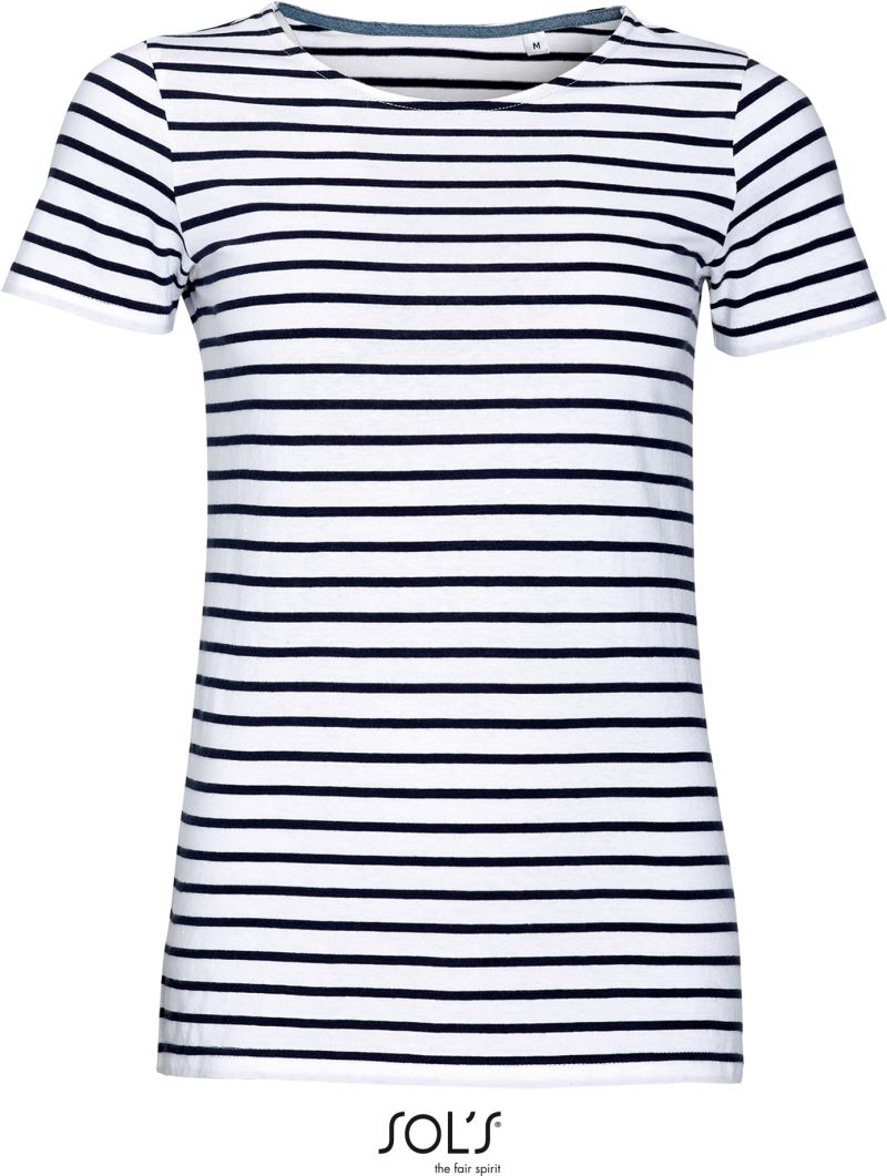 Levně Dámské pruhované tričko - white/navy
