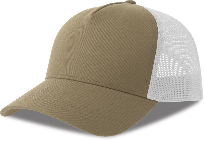 Levně 5 panelová Trucker kšiltovka - khaki/white