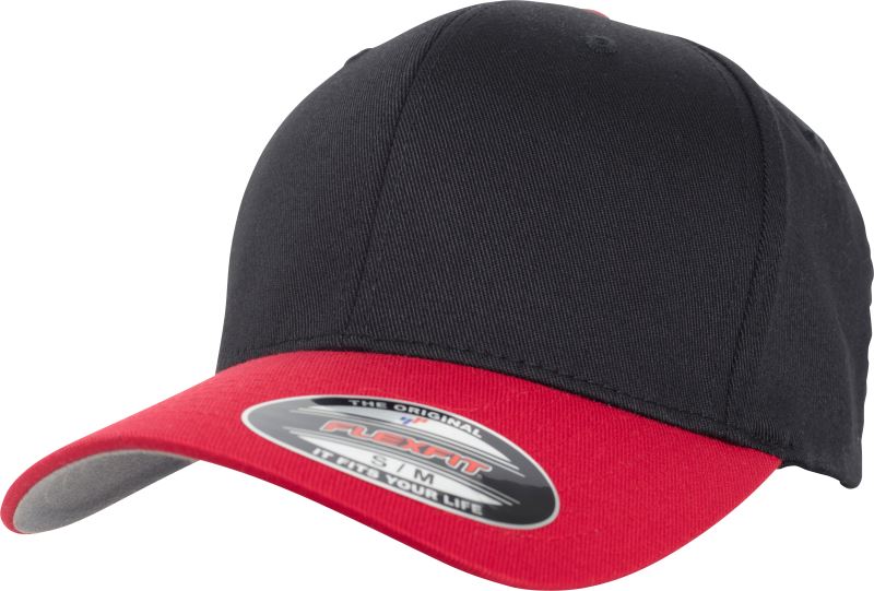 Levně 6 panelová vlněná česaná kšiltovka Flexfit - black/red
