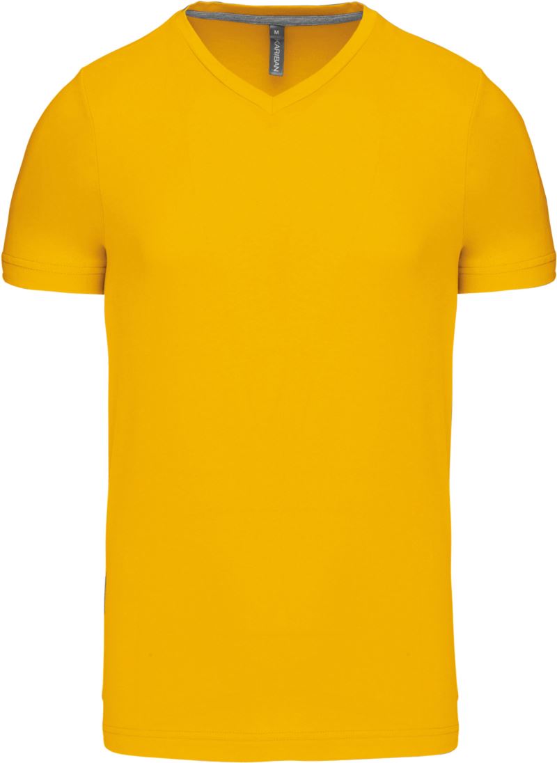 Levně Pánské tričko s výstřihem do V - yellow
