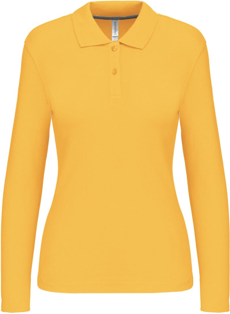 Levně Dámské piqué polo s dlouhým rukávem - yellow