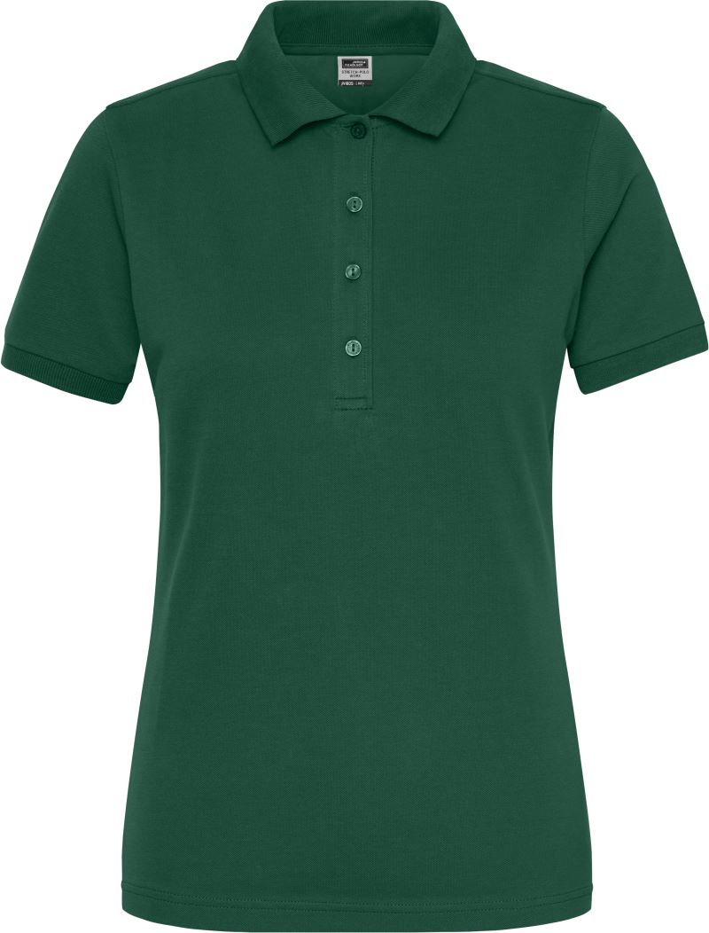Levně Dámské pracovní elast. polo z bio bavlny - Solid - dark green