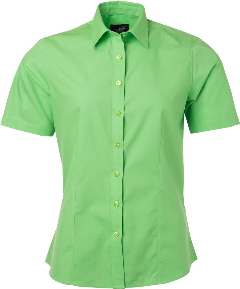 Levně Popelínová halenka s krátkým rukávem - lime green